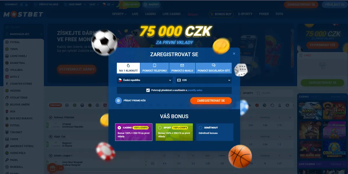 Mostbet registrace – první krok k hernímu účtu
